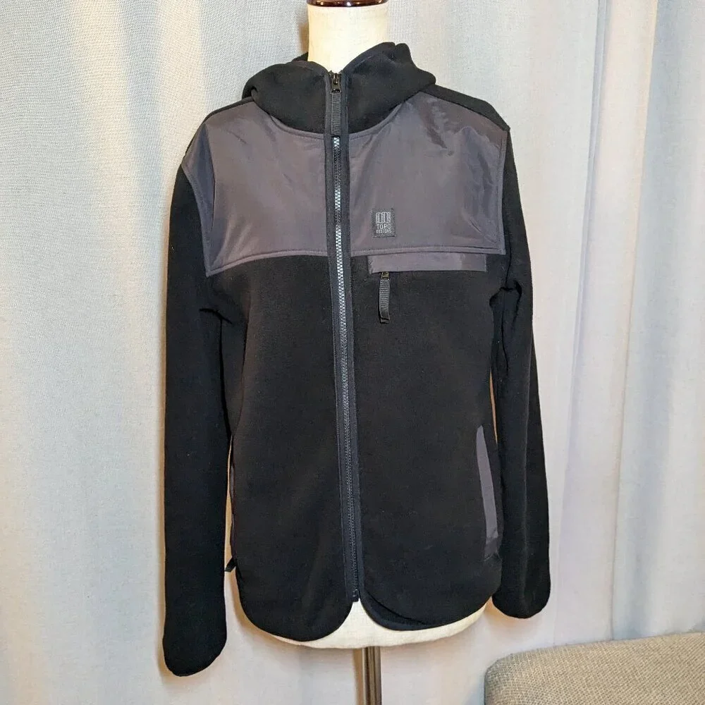 Topo Designs Black Fleece Hoodie Jacket Men's Small